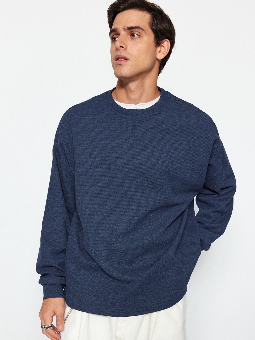 

Trendyol Round Neck Pullover Sweatshirt, Navy blue