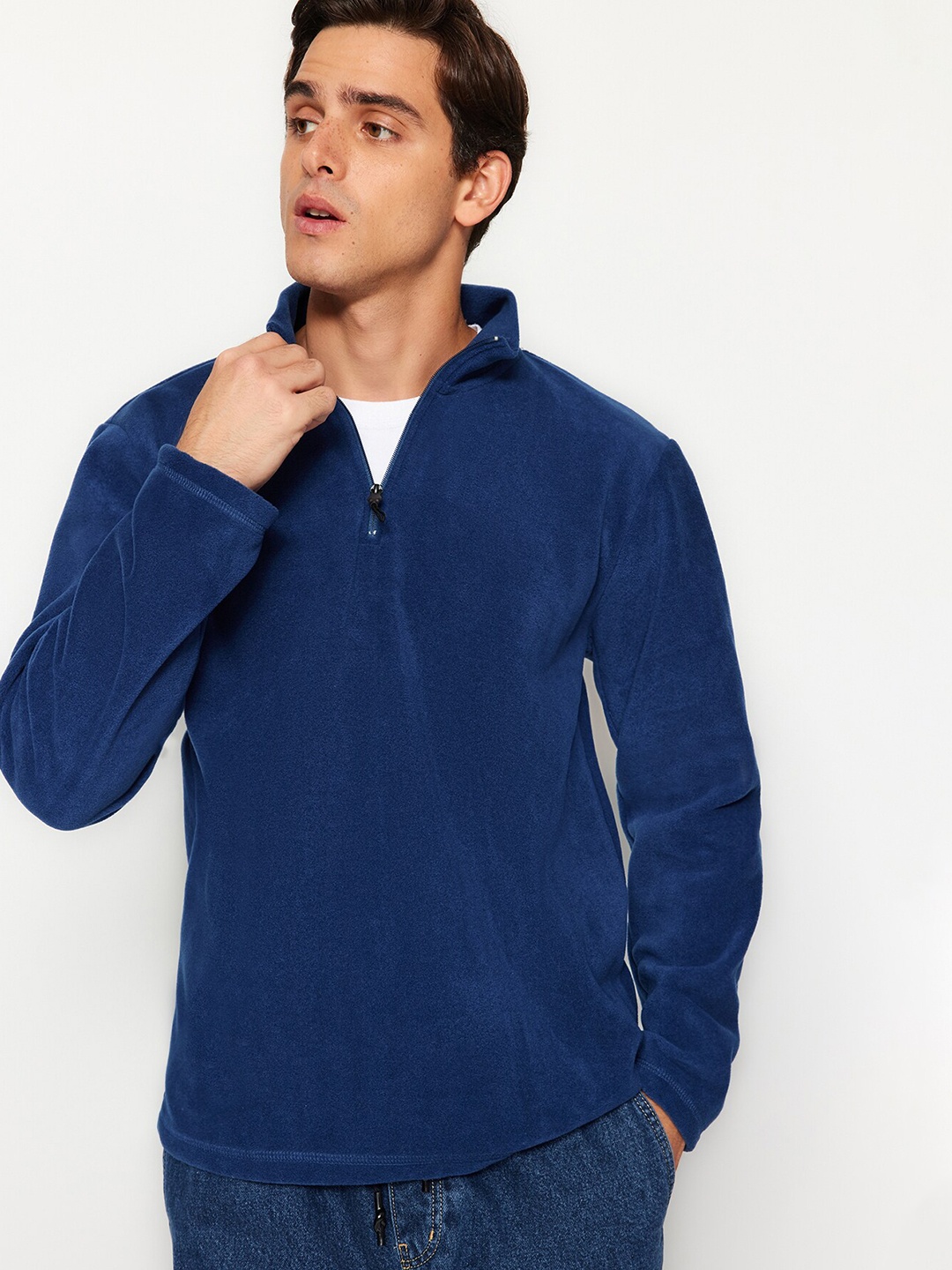 

Trendyol Mock Collar Sweatshirt, Blue