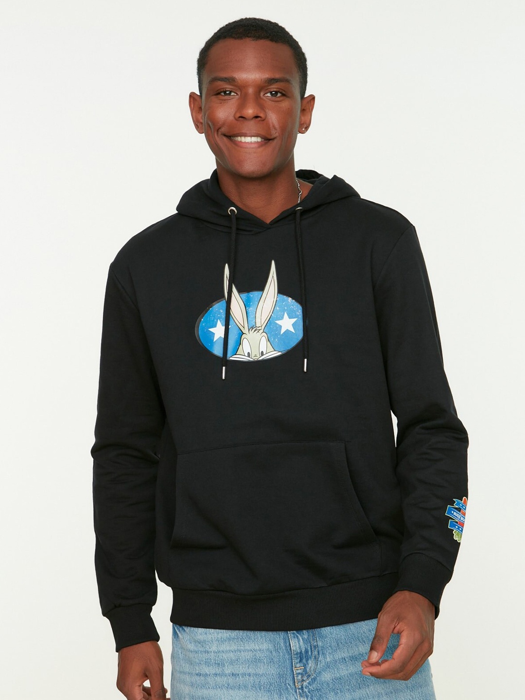 

Trendyol Looney Tunes Printed Hooded Sweatshirt, Black