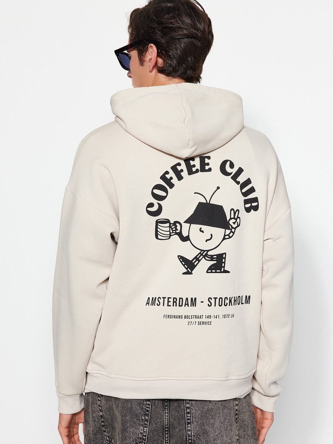 

Trendyol Typography Printed Hooded Pullover Sweatshirt, Cream