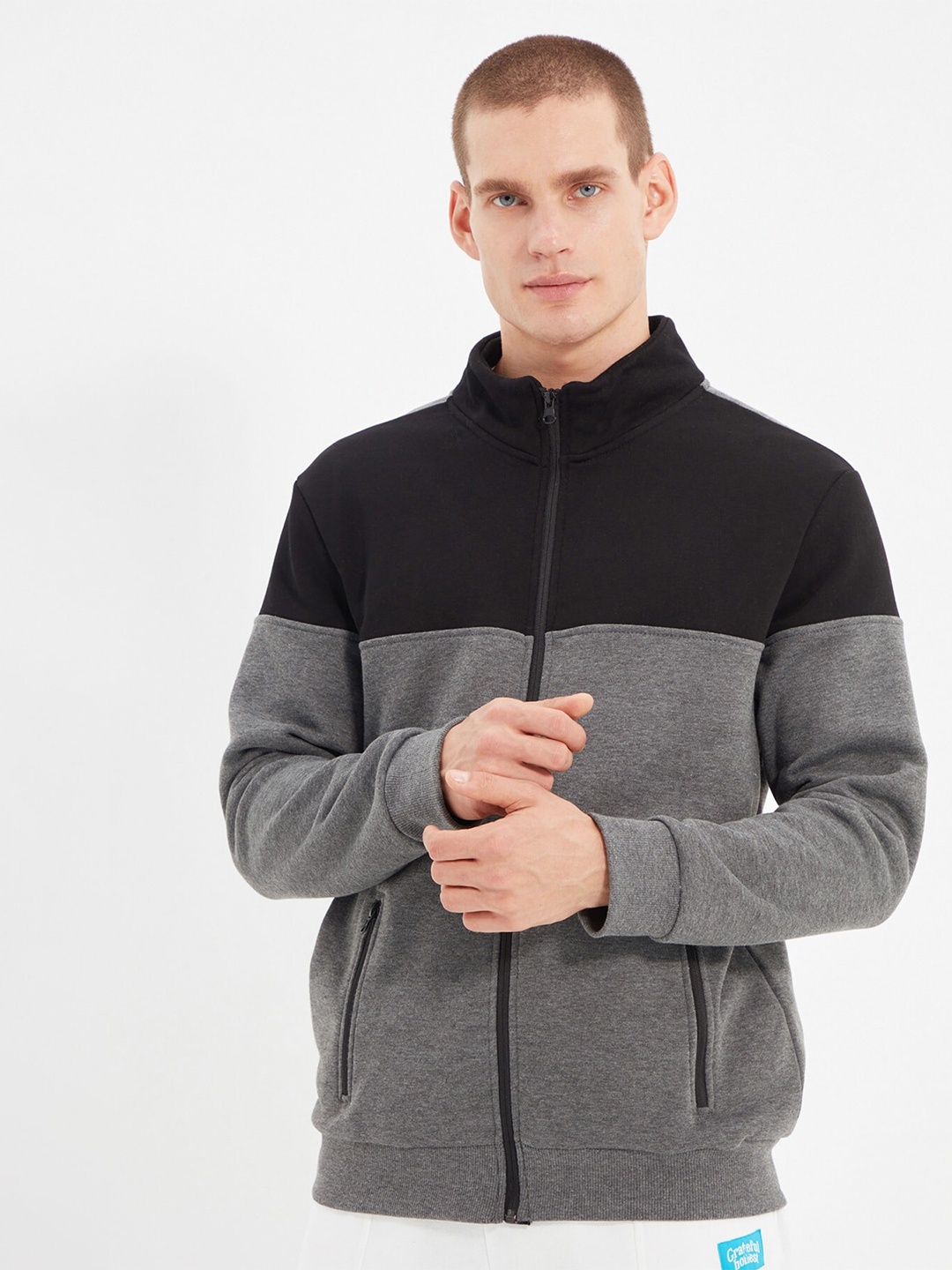 

Trendyol Colourblocked Mock Collar Sweatshirt, Black