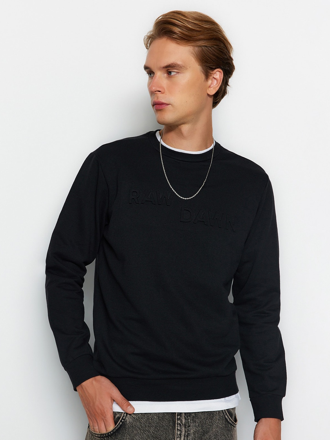 

Trendyol Round Neck Cotton Pullover, Black