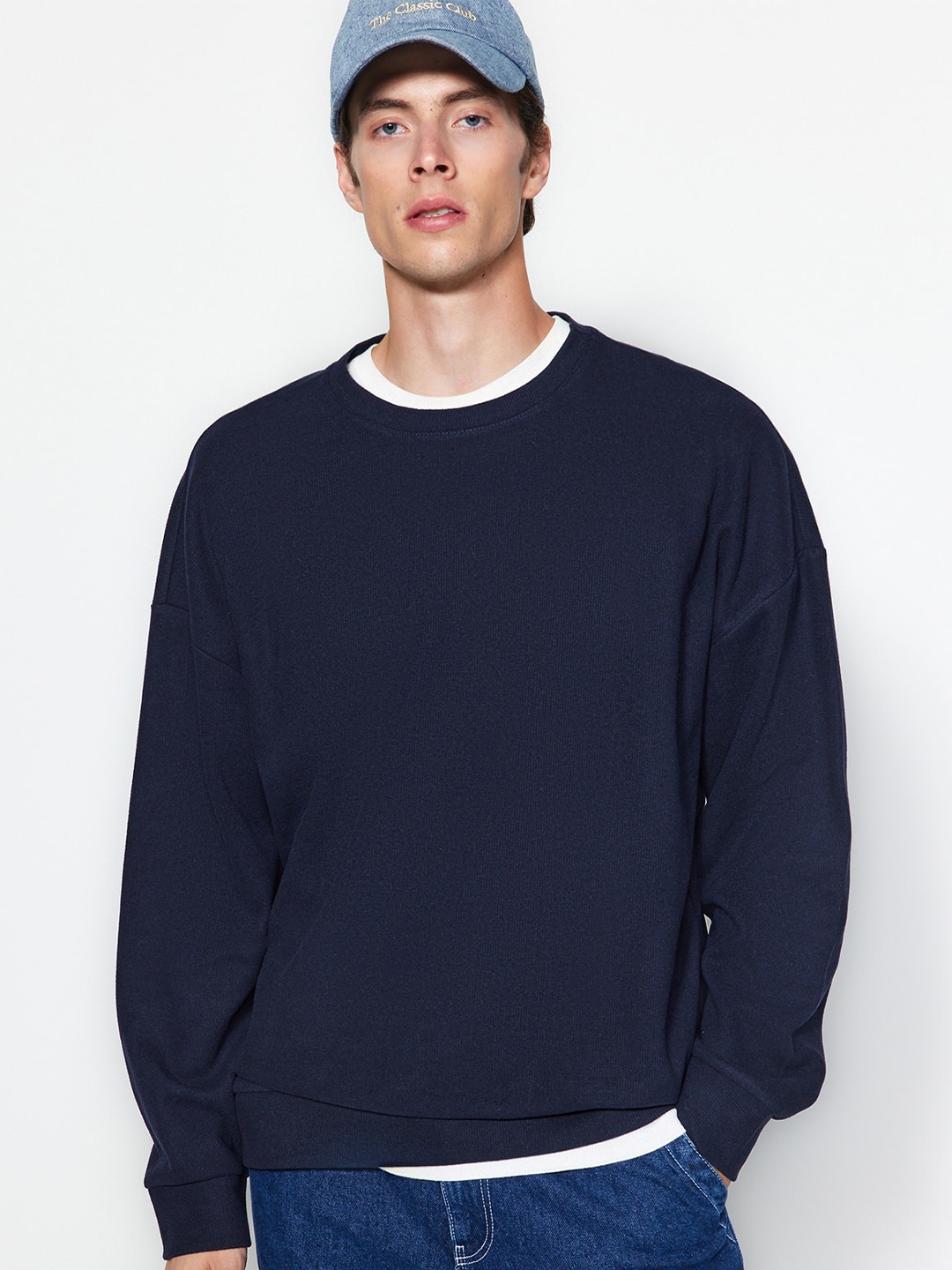 

Trendyol Round Neck Pullover Sweatshirt, Navy blue