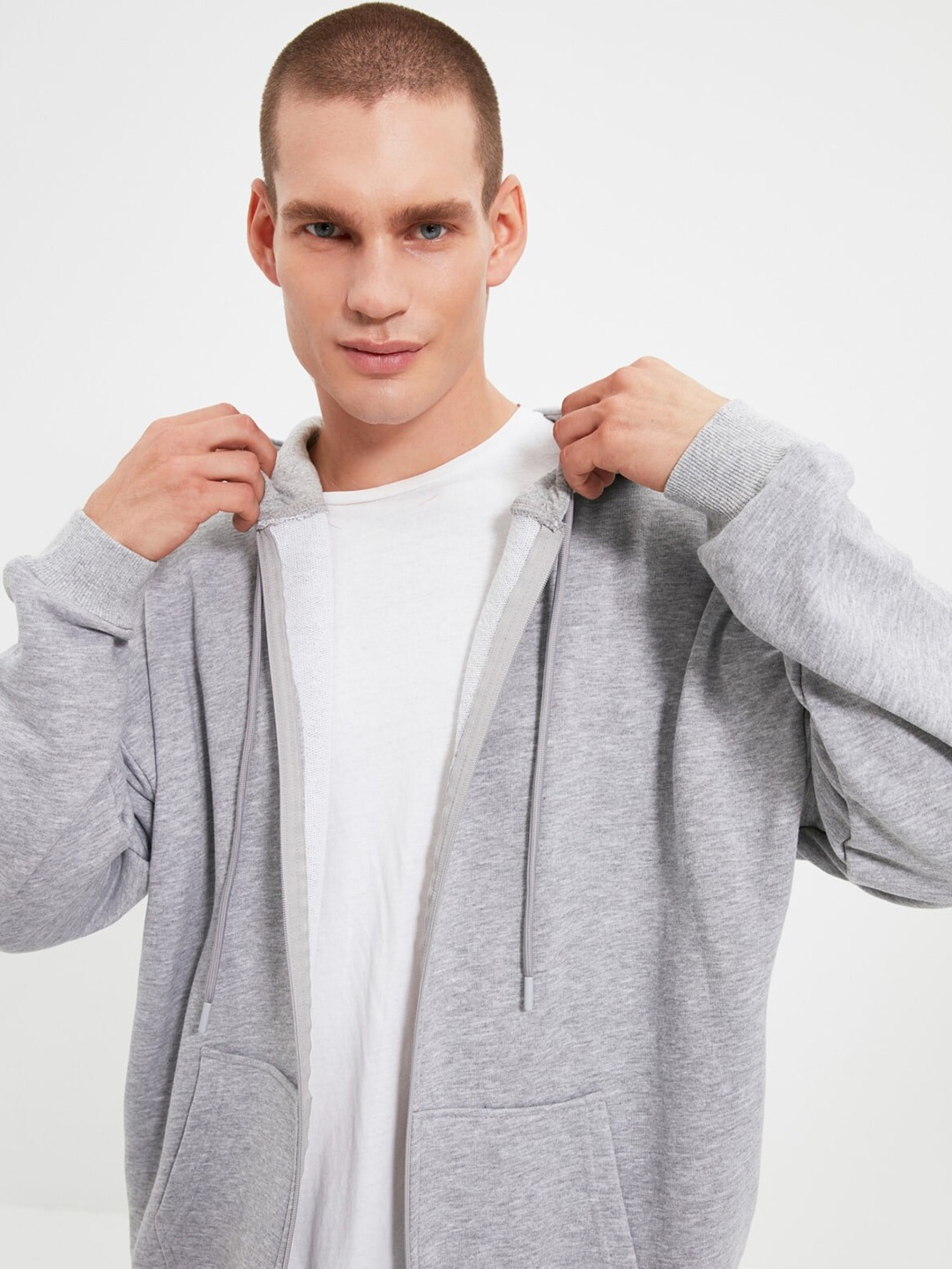 

Trendyol Hooded Front Open Sweatshirt, Grey