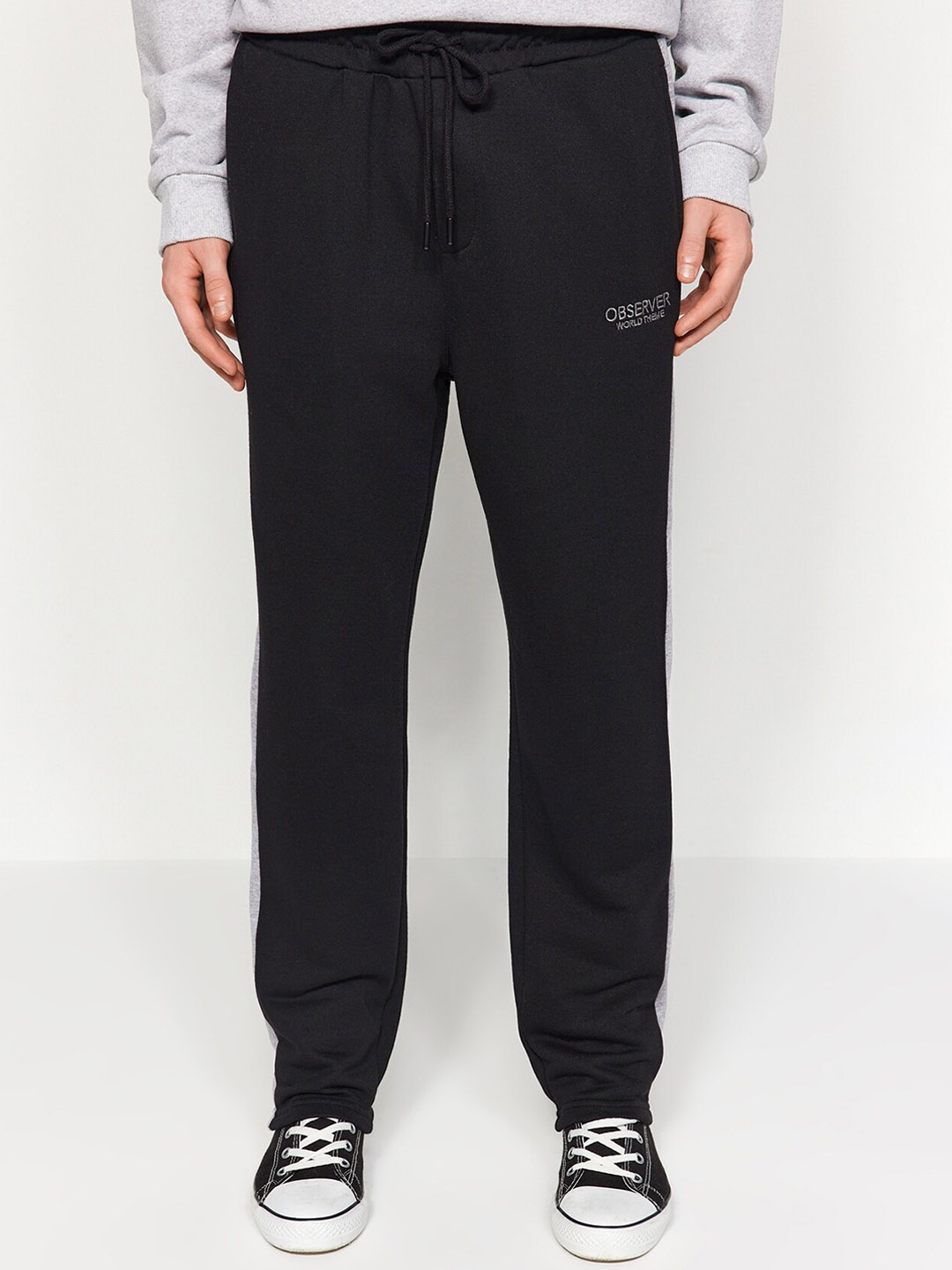 

Trendyol Men Cotton Mid-Rise Joggers, Black
