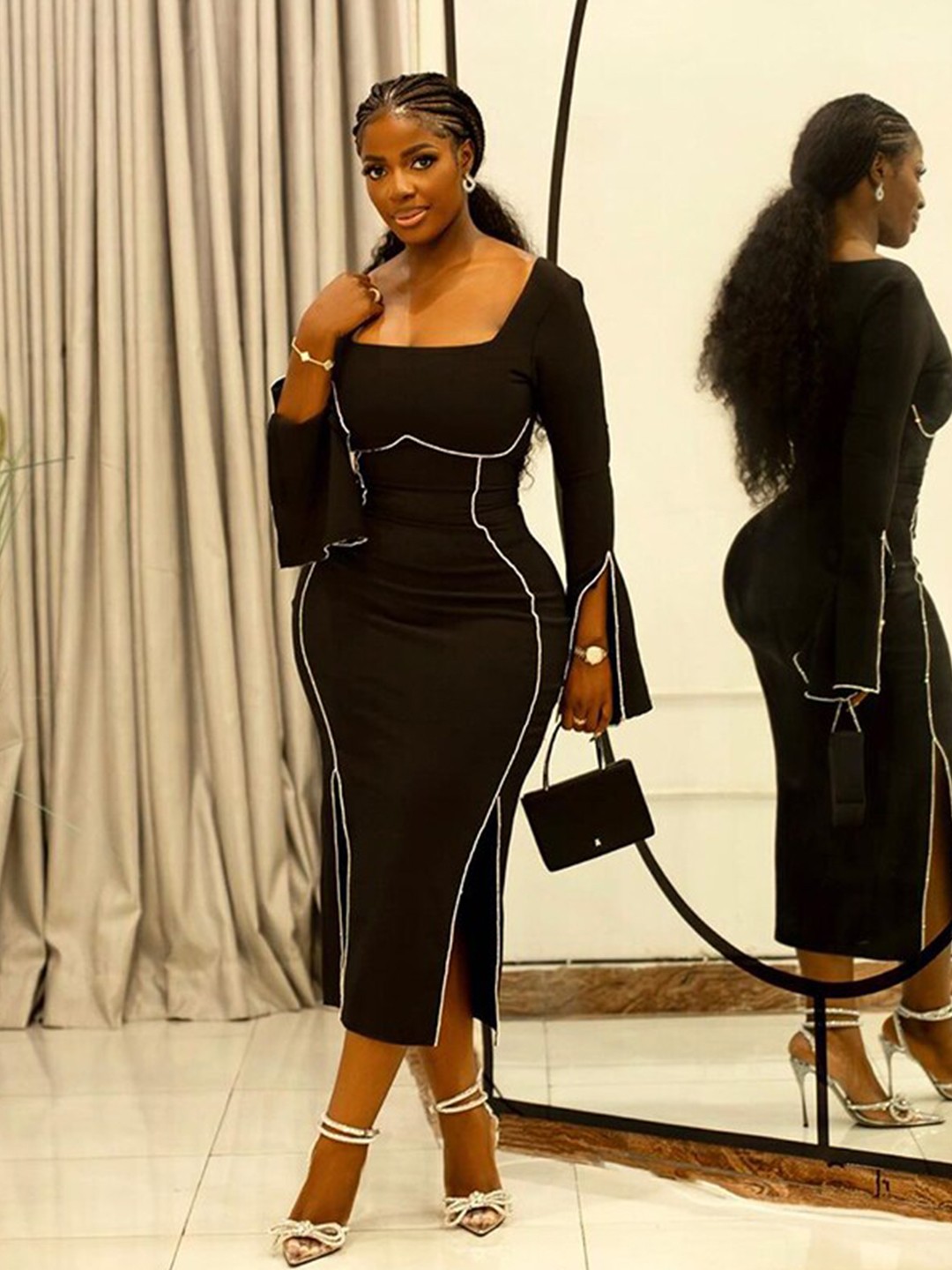 

StyleCast Black Embellished Bodycon Midi Dress