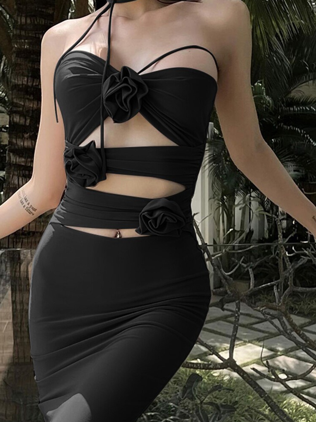 

StyleCast Black Strapless Corsage Maxi Dress