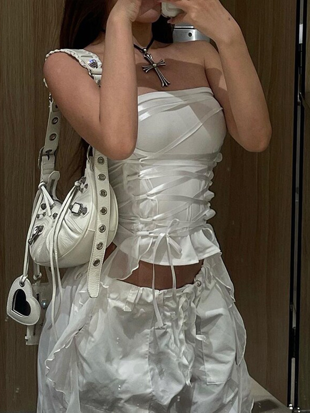 

StyleCast Strapless Tie-Ups Detail Cropped Corset Top, White