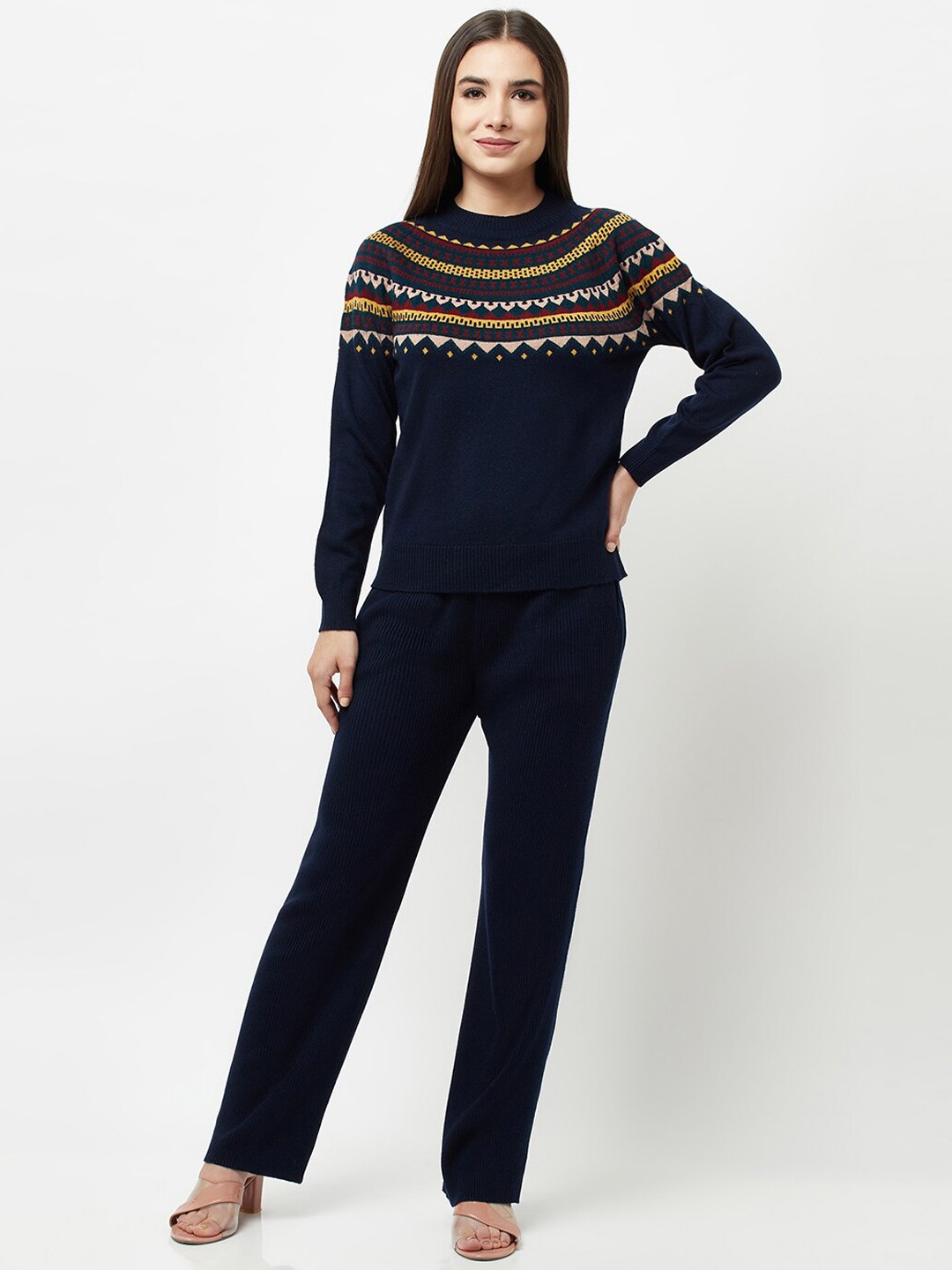 

Knitstudio Self Design Acrylic Sweatshirt & Trousers, Navy blue