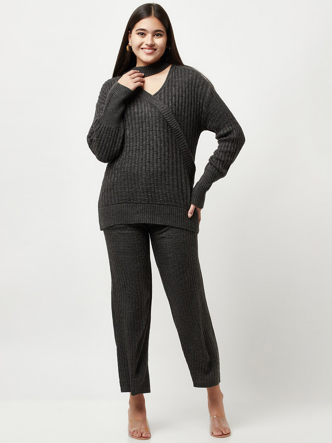 

Knitstudio Self Design Acrylic Sweater With Trouser, Grey