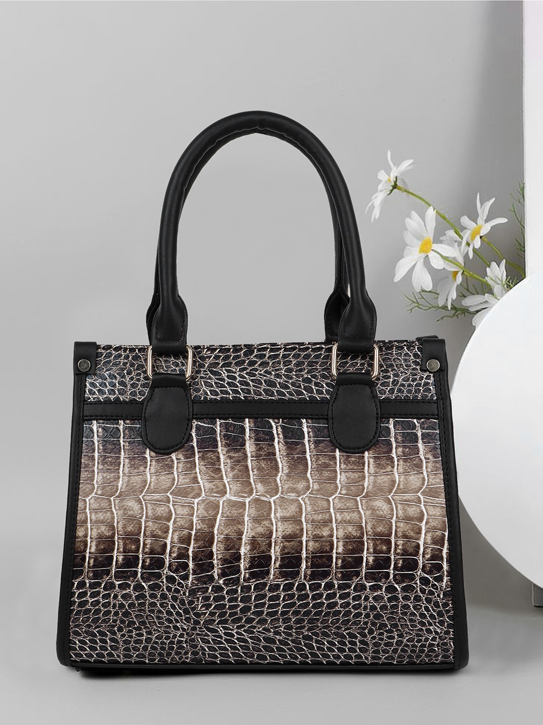 

YOYOWING Textured Structured Handheld Bag, Black