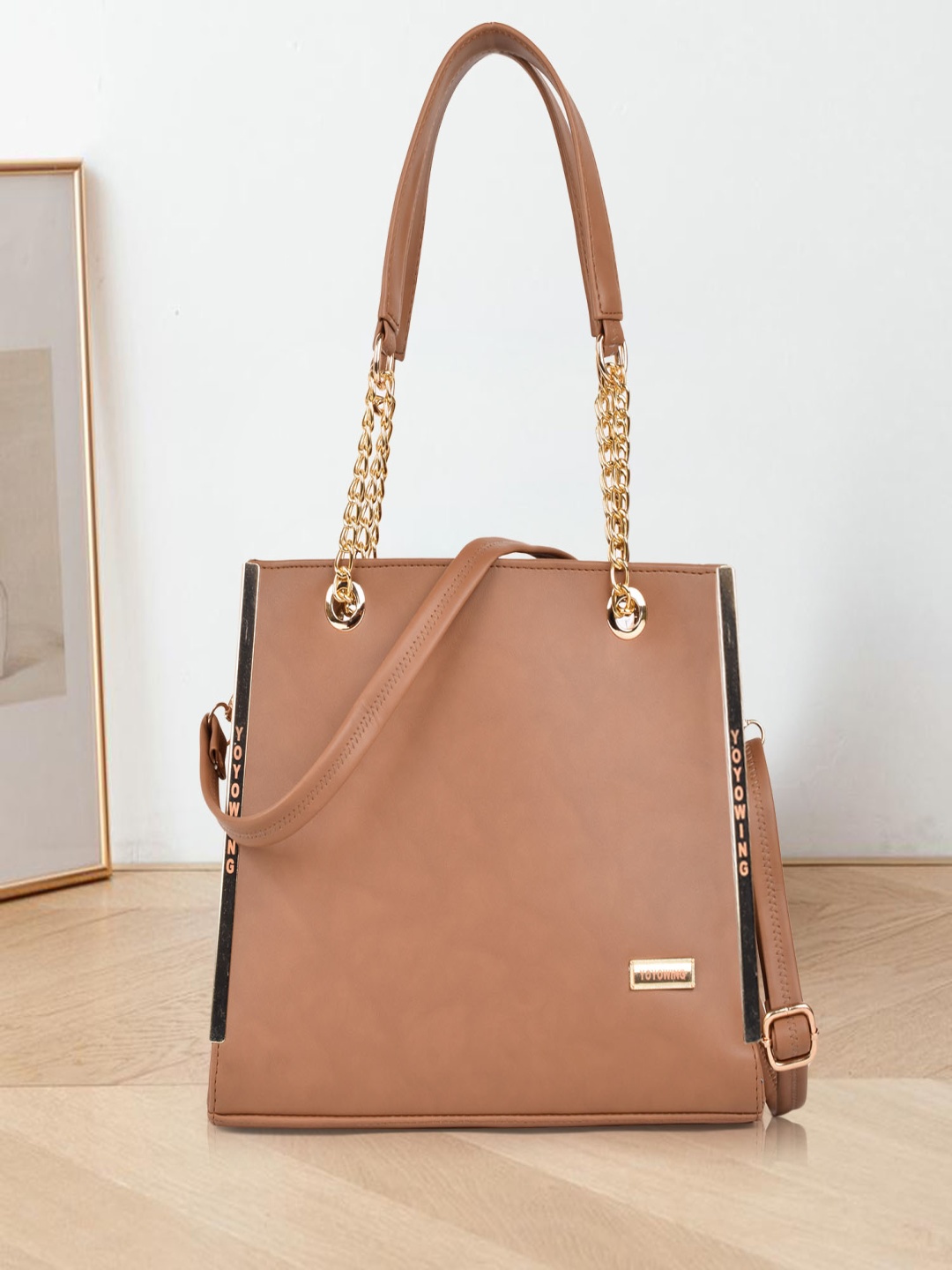 

YOYOWING Structured Handheld Bag, Tan
