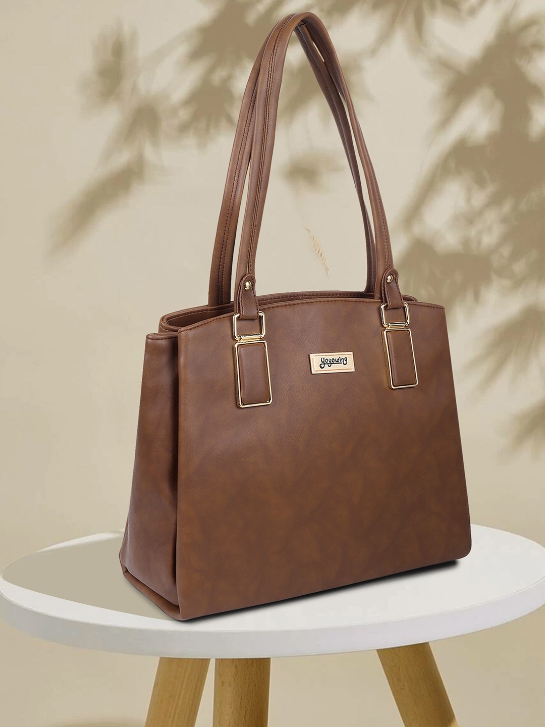 

YOYOWING Abstract Printed Structured Handheld Bag, Coffee brown