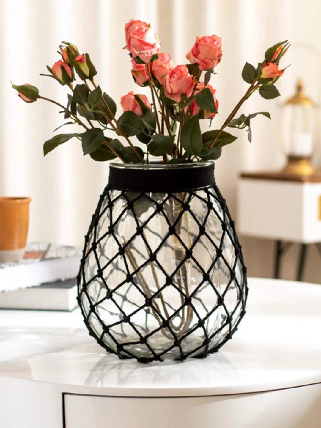 

THEDECORKART Transparent Glass Flower Vase