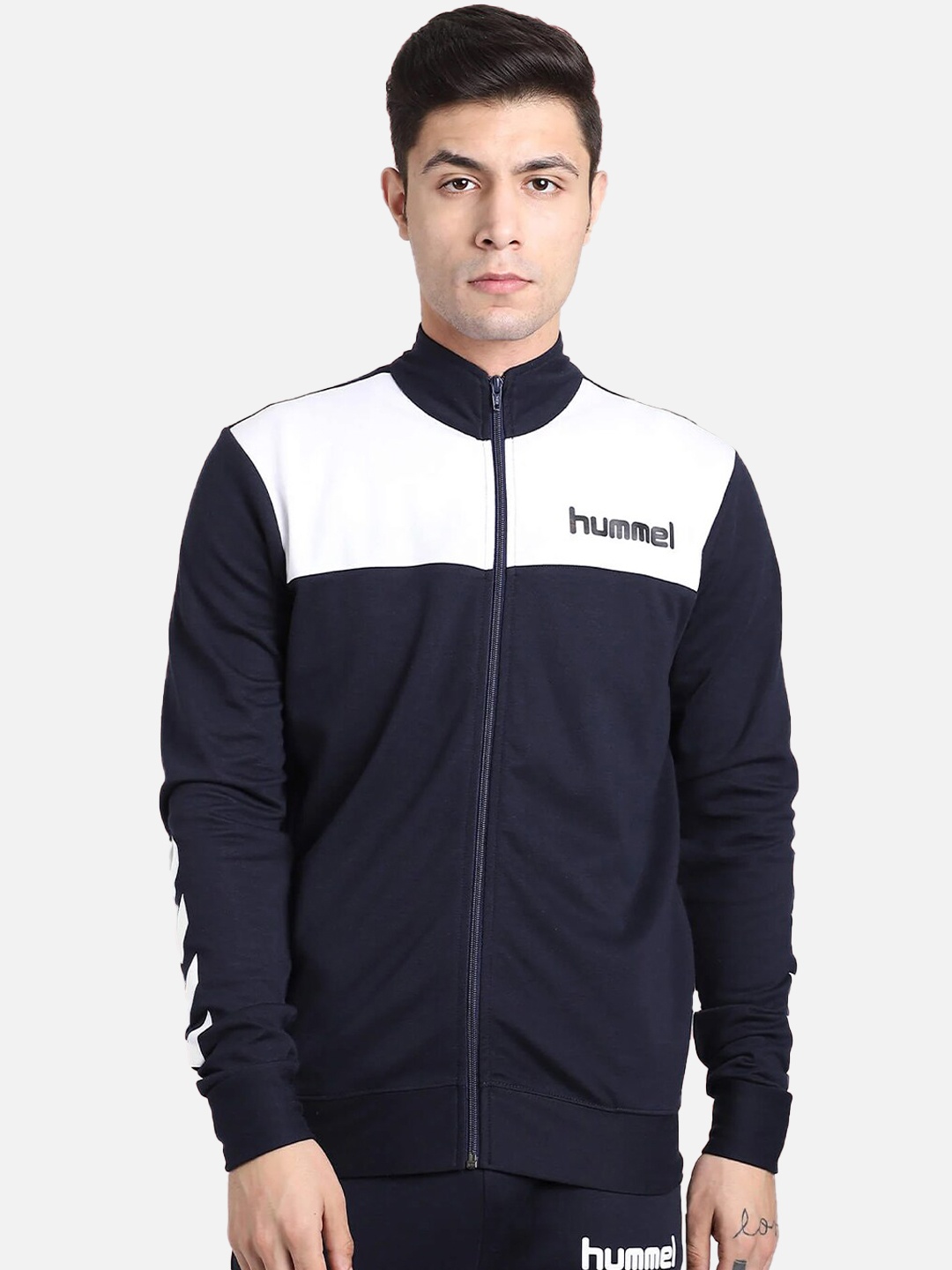 

hummel Colorblocked Stand-Collar Tracksuit, Navy blue