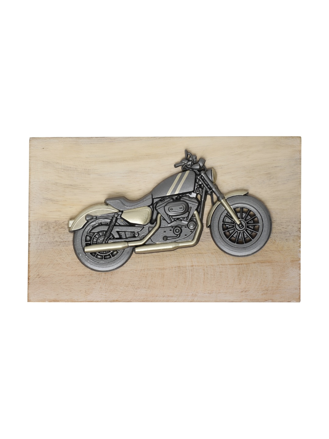 

THE COCOTIER Grey and GoldToned Textured Bike Wooden Wall Plate