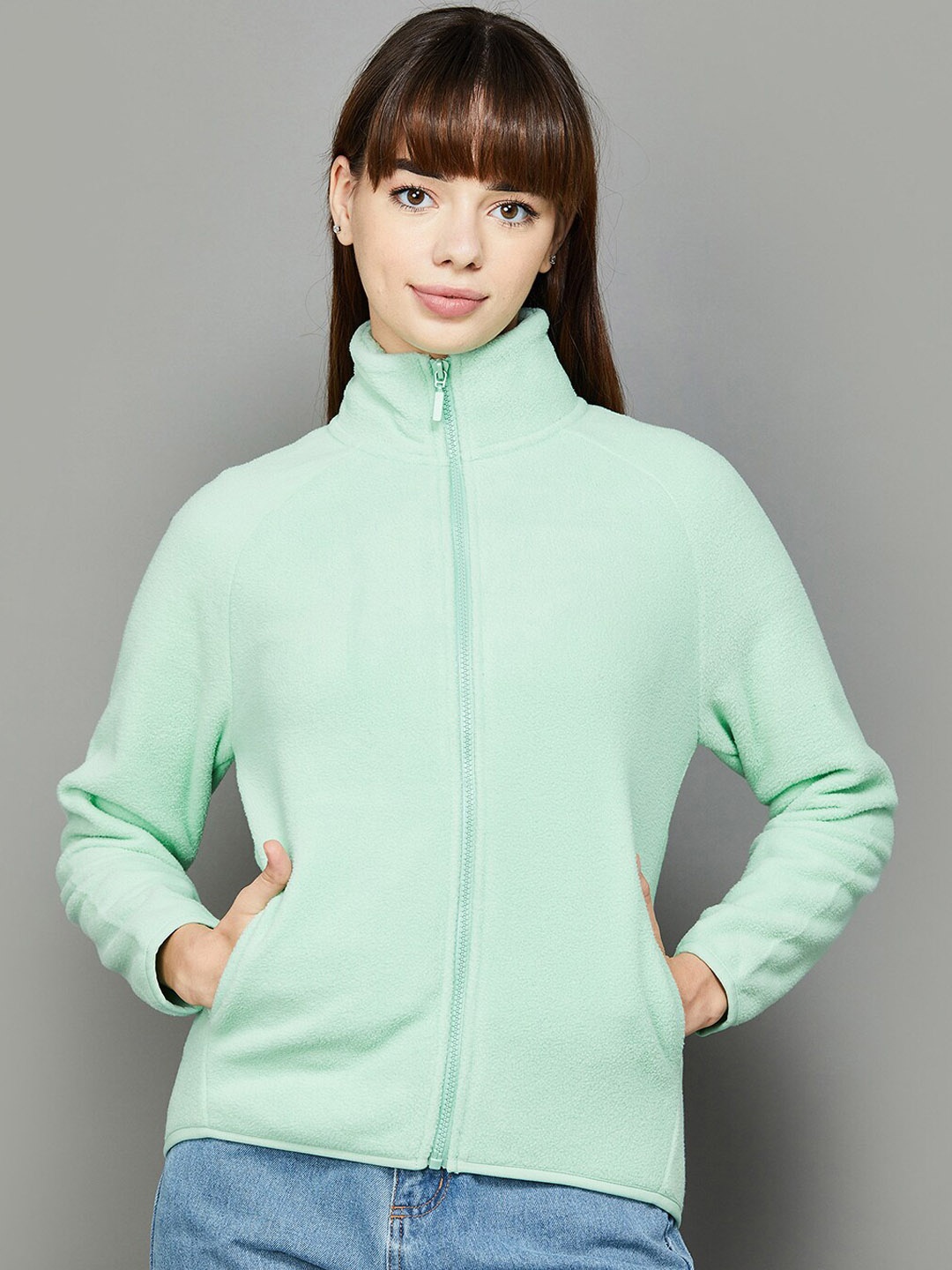 

Fame Forever by Lifestyle Stand Collar Sporty Jacket, Grey