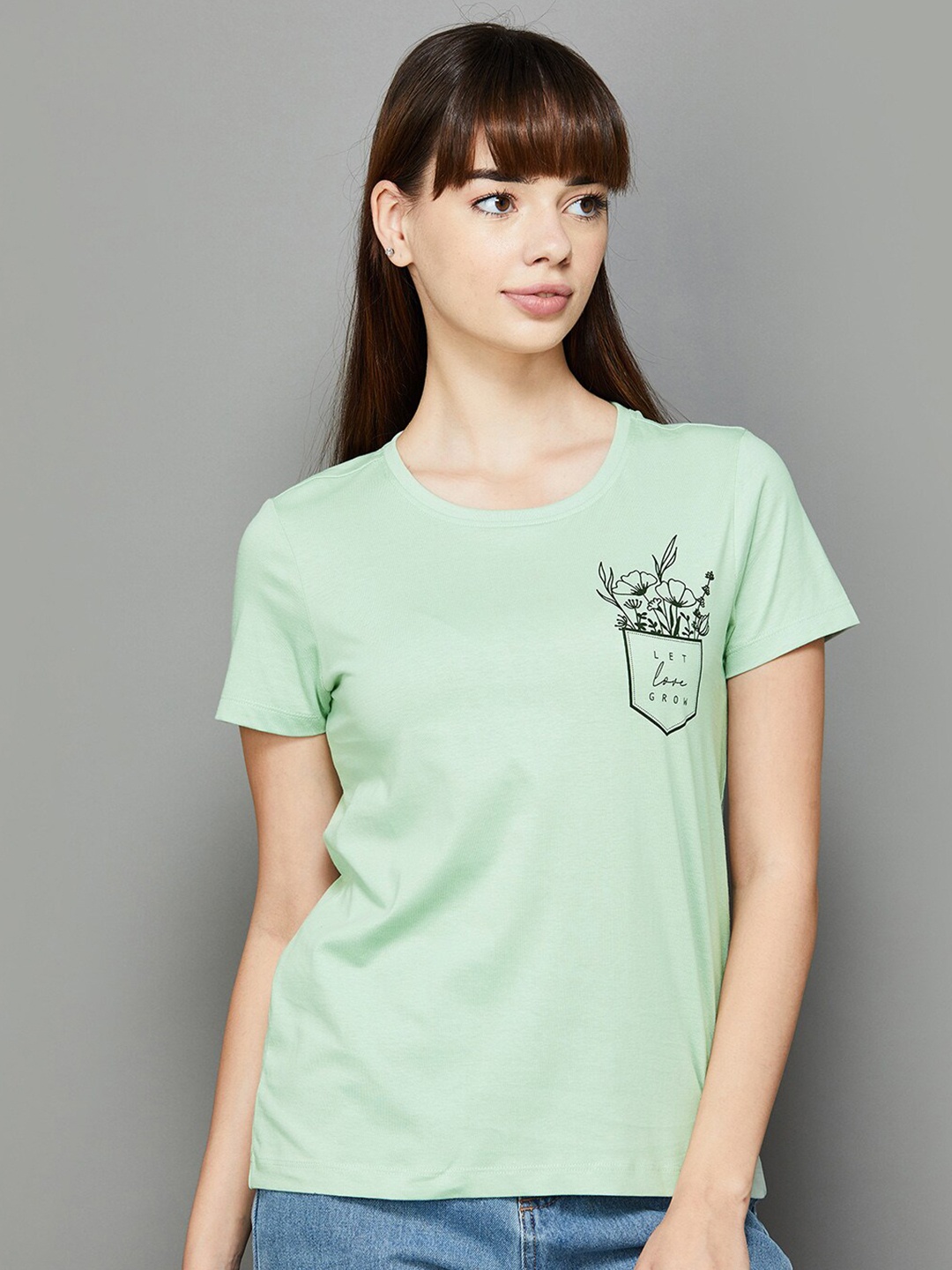 

Fame Forever by Lifestyle Typography Printed Pure Cotton T-shirt, Green