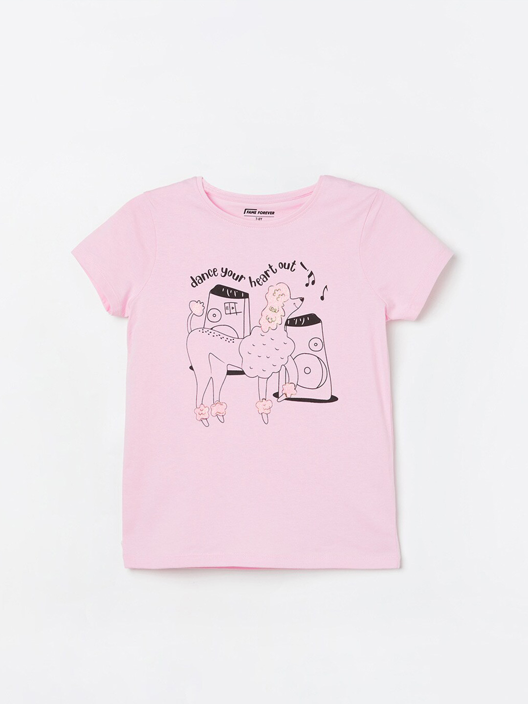 

Fame Forever by Lifestyle Girls Typography Printed Round Neck Pure Cotton T-shirt, Pink