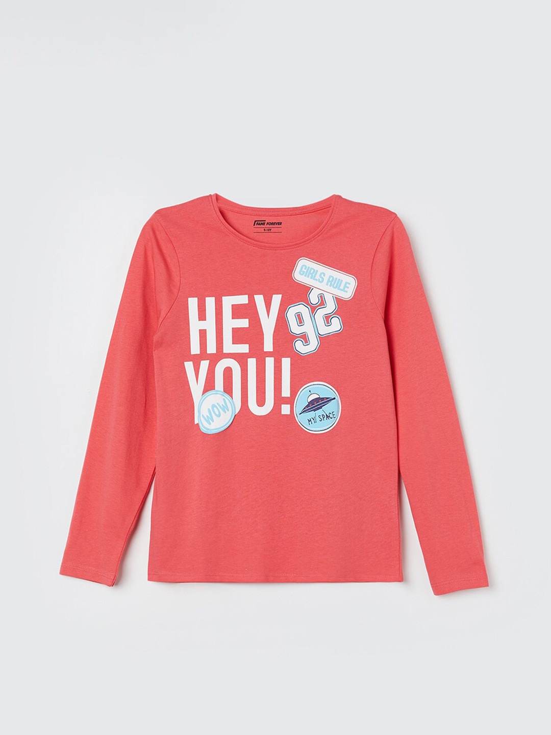 

Fame Forever by Lifestyle Girls Typography Printed Pure Cotton T-shirt, Coral