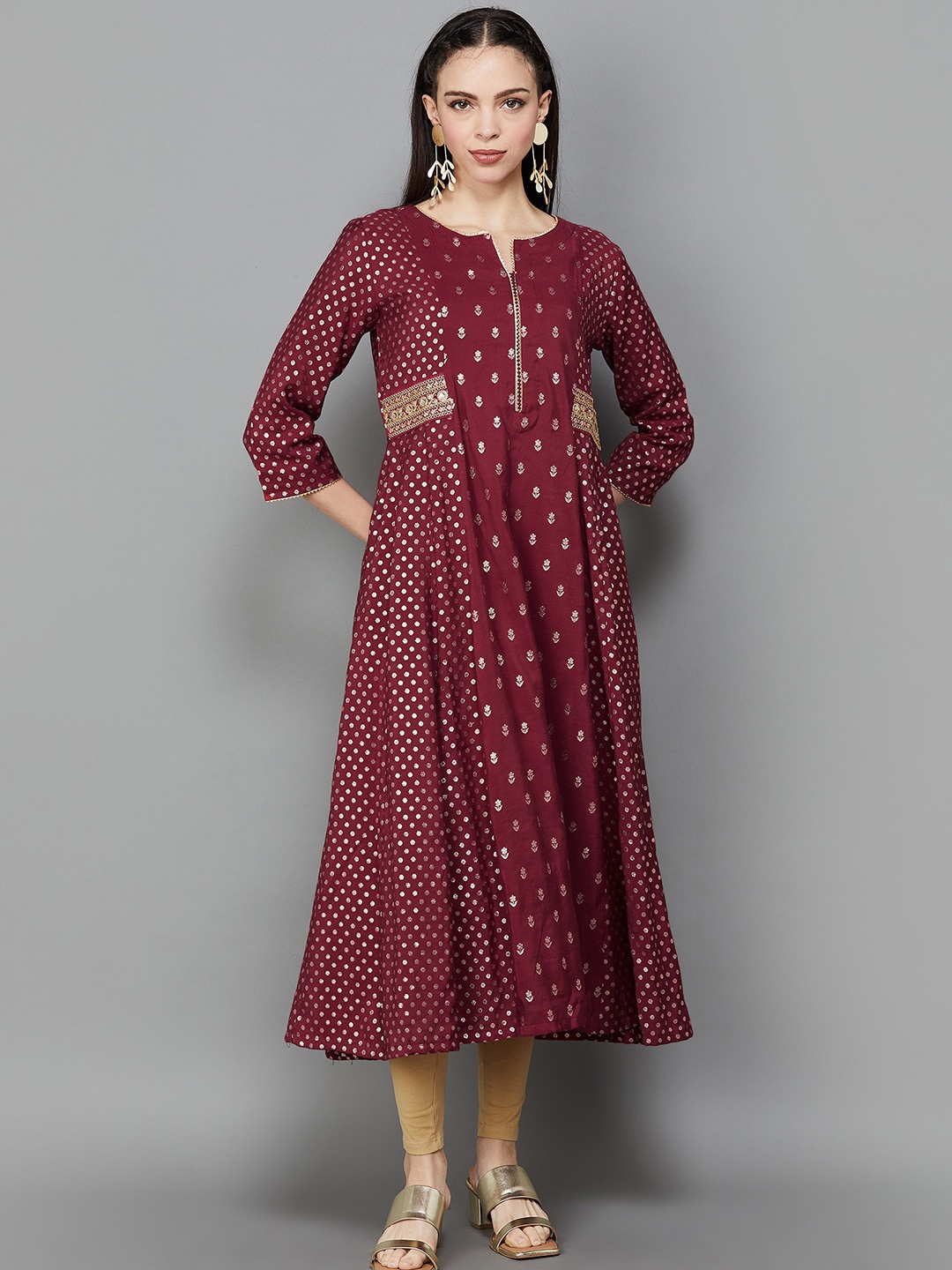 

Melange by Lifestyle Ethnic Motifs Printed Anarkali Kurta, Red