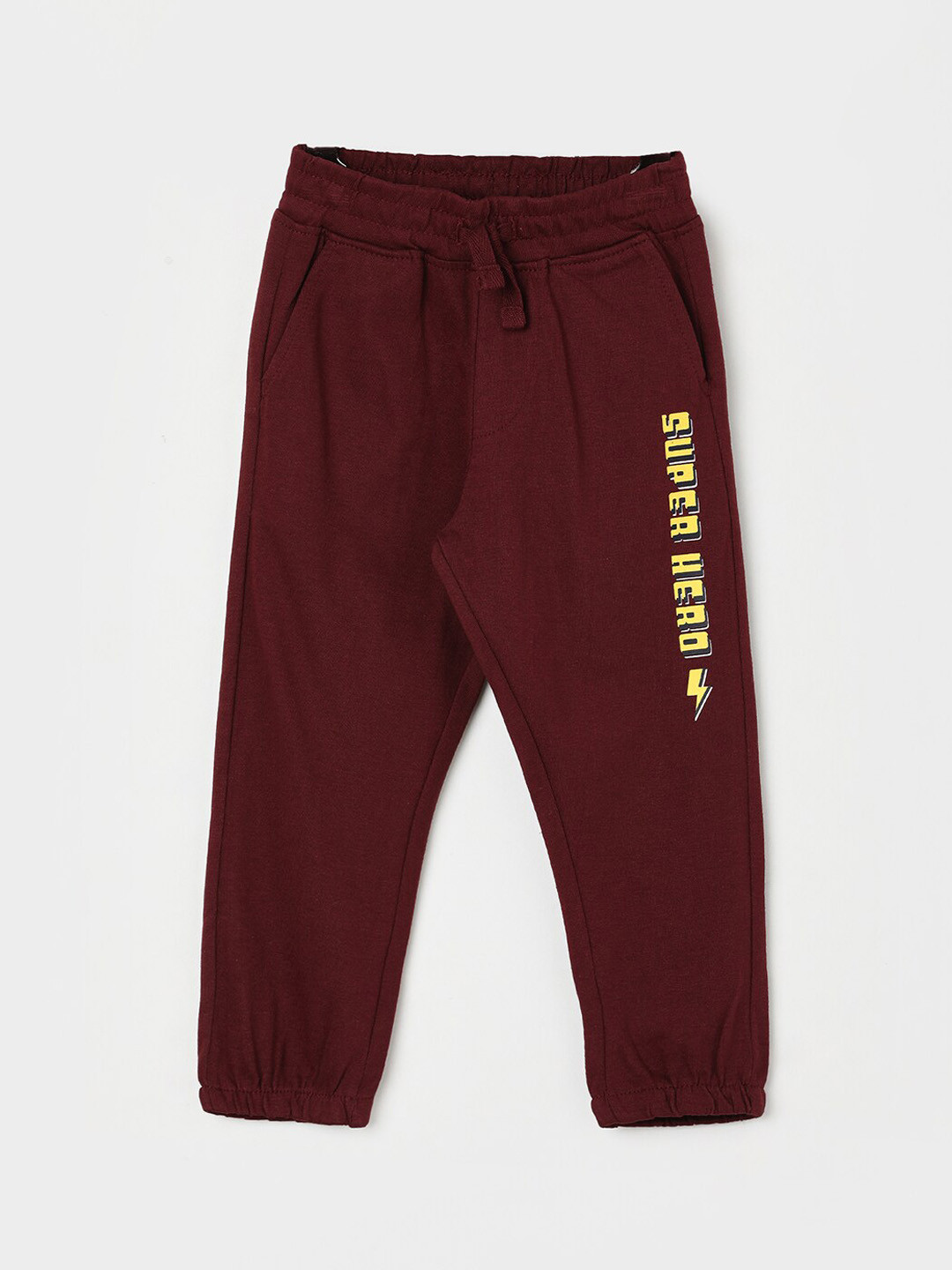 

Juniors by Lifestyle Boys Printed Pure Cotton Mid-Rise Joggers, Red
