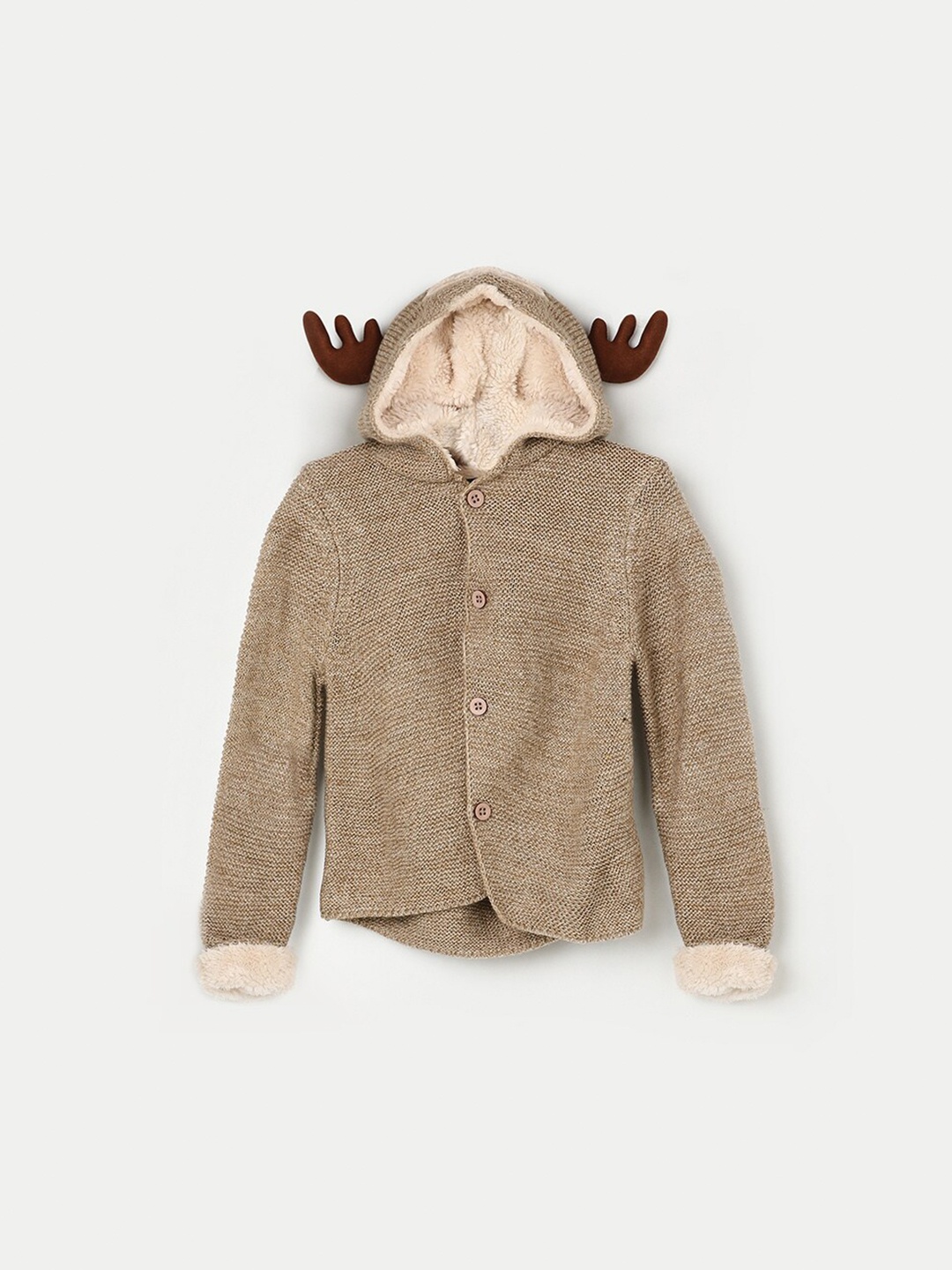 

Juniors by Lifestyle Boys Cable Knit Hooded Cardigan Sweater, Beige