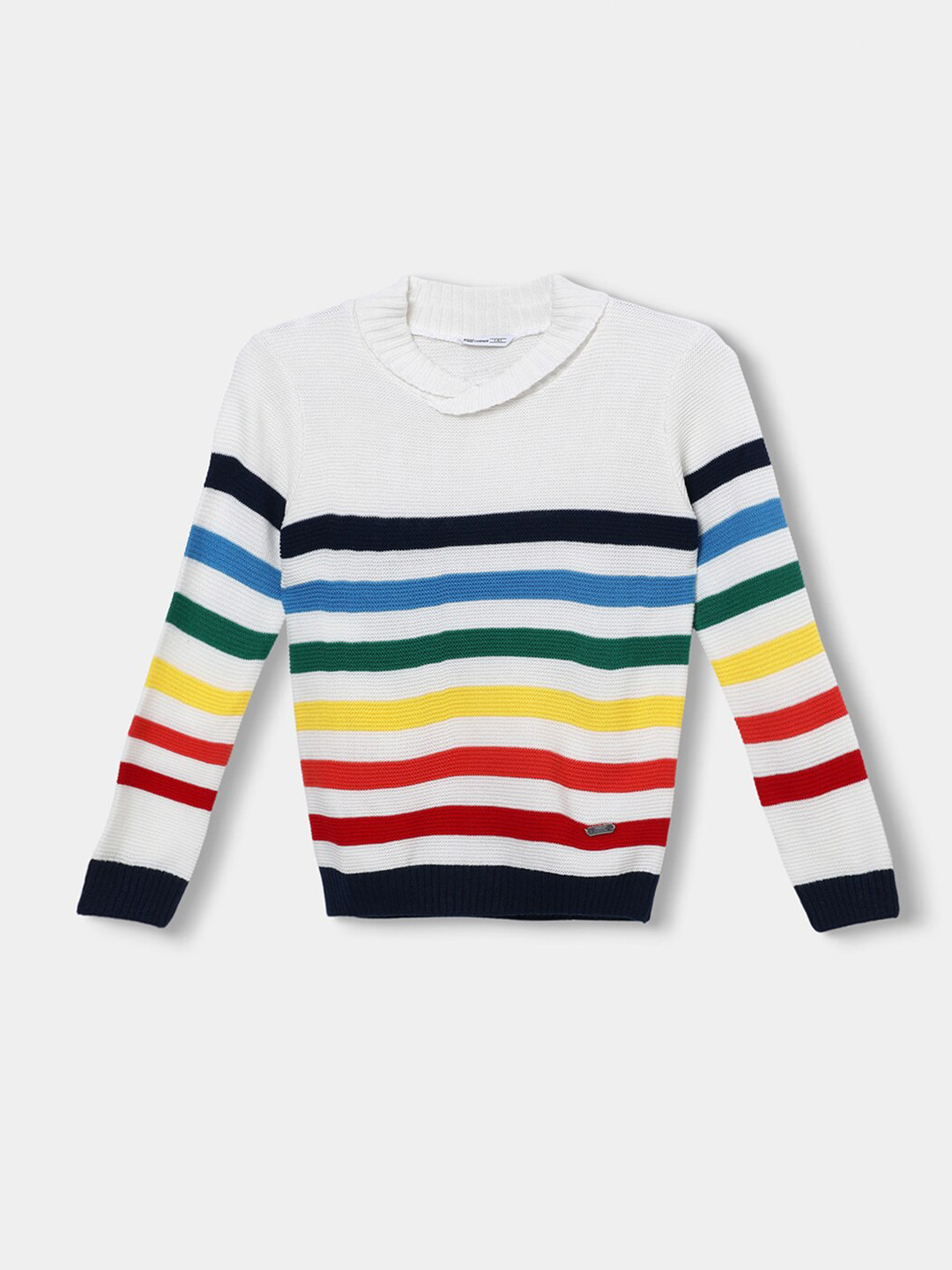 

Fame Forever by Lifestyle Boys Striped Acrylic Pullover, Off white
