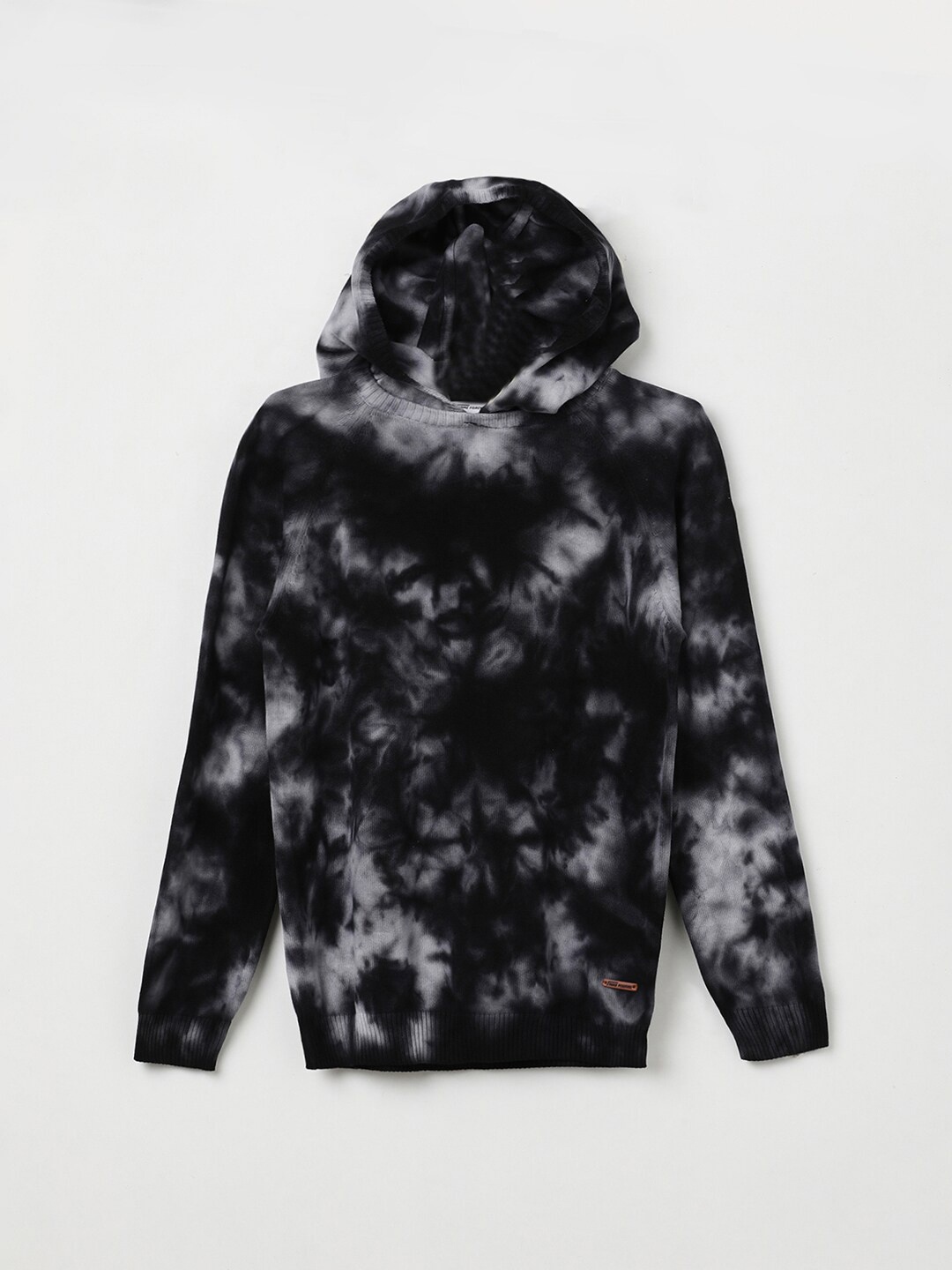 

Fame Forever by Lifestyle Boys Abstract Printed Hooded Cotton Longline Sweater, Black