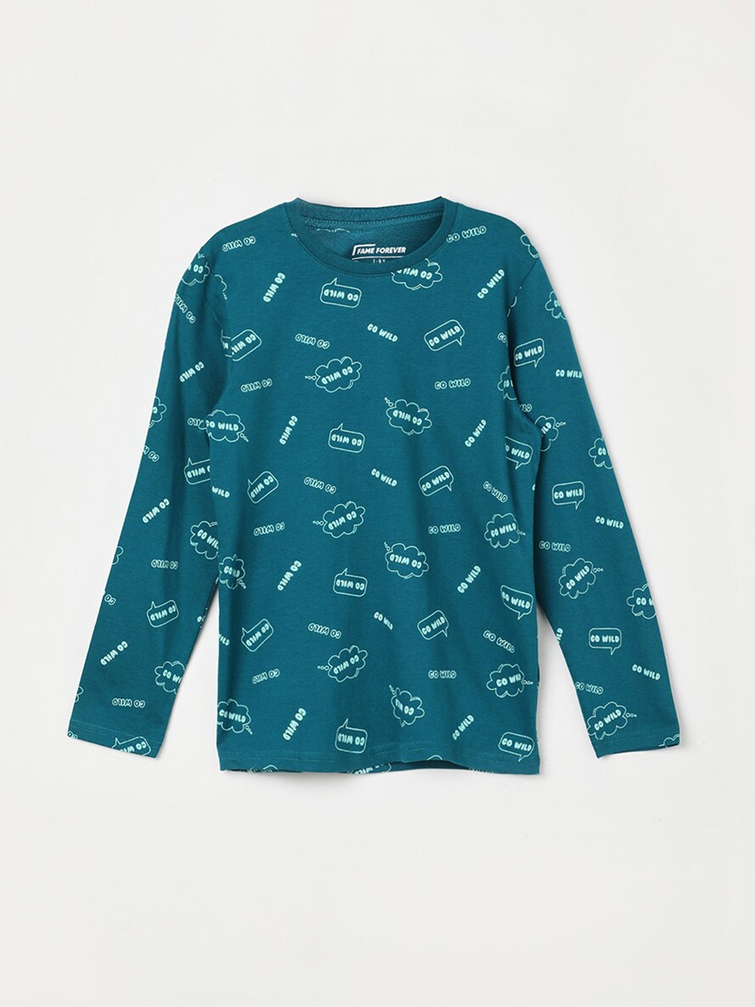 

Fame Forever by Lifestyle Boys Conversational Printed Pure Cotton T-shirt, Teal