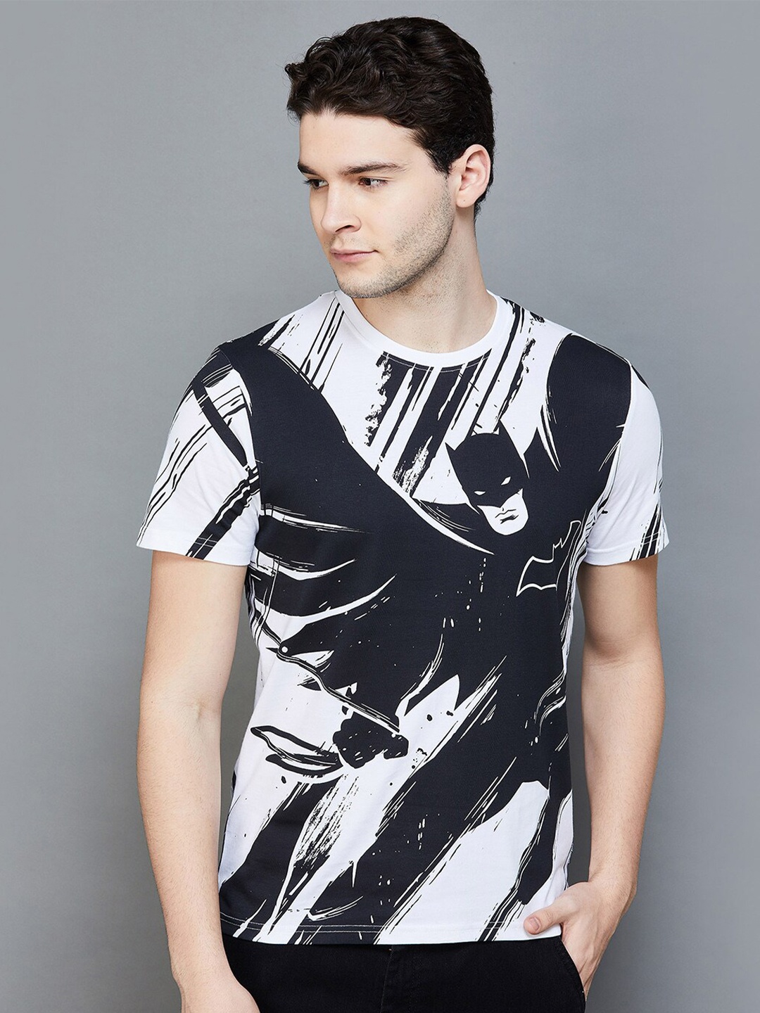 

Fame Forever by Lifestyle Batman Printed Round Neck Cotton T-shirt, White