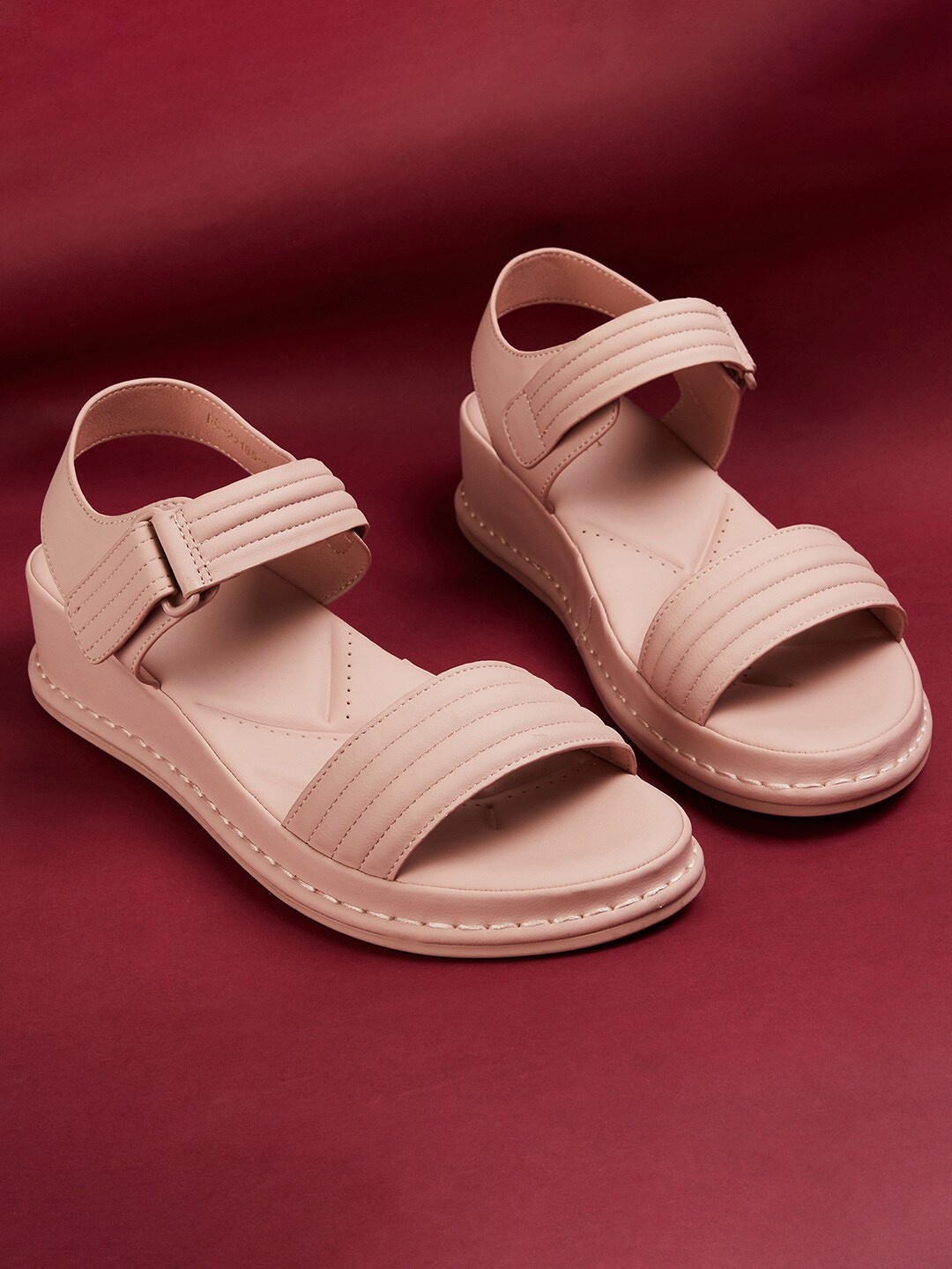 

CODE by Lifestyle Velcro Open Toe Flats, Pink