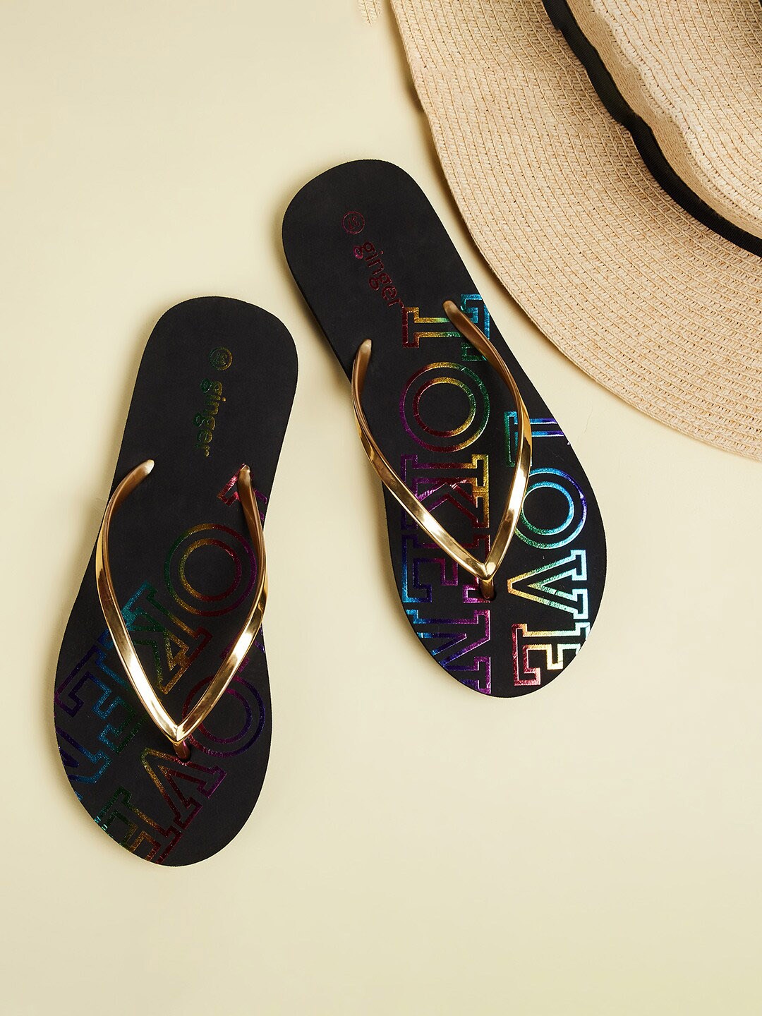 

Ginger by Lifestyle Women Printed Thong Flip-Flops, Black