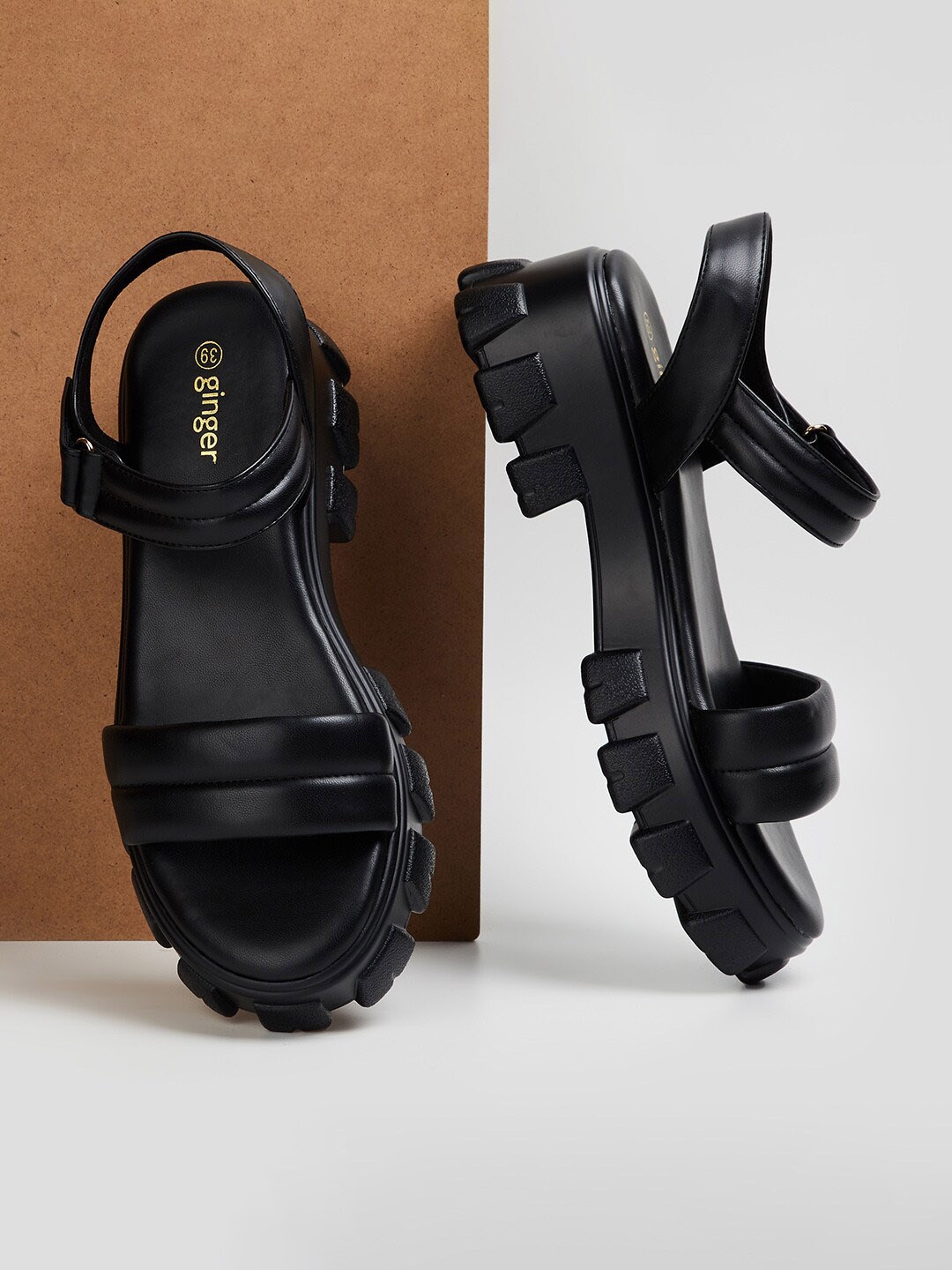 

Ginger by Lifestyle Open Toe Platform Heels, Black