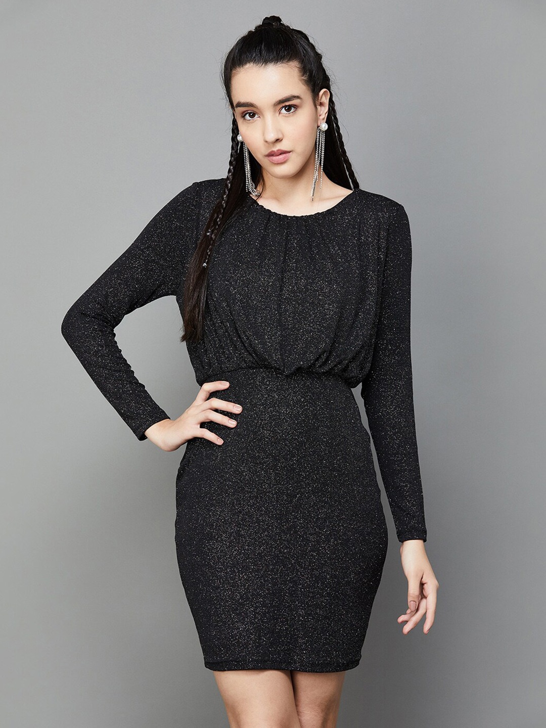 

Ginger by Lifestyle Round Neck A Line Mini Dress, Black