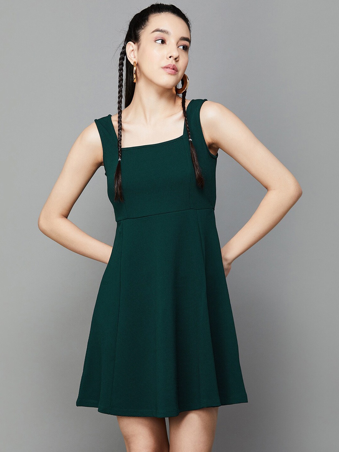 

Ginger by Lifestyle Square Neck Sleeveless A Line Dress, Green