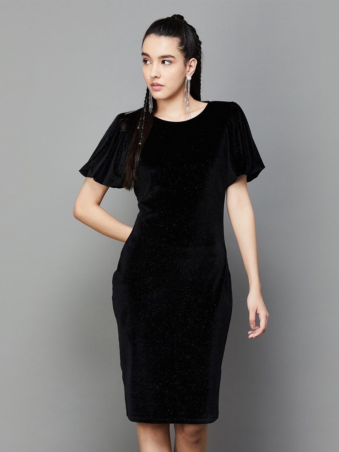 

Ginger by Lifestyle Round Neck Sheath Dress, Black