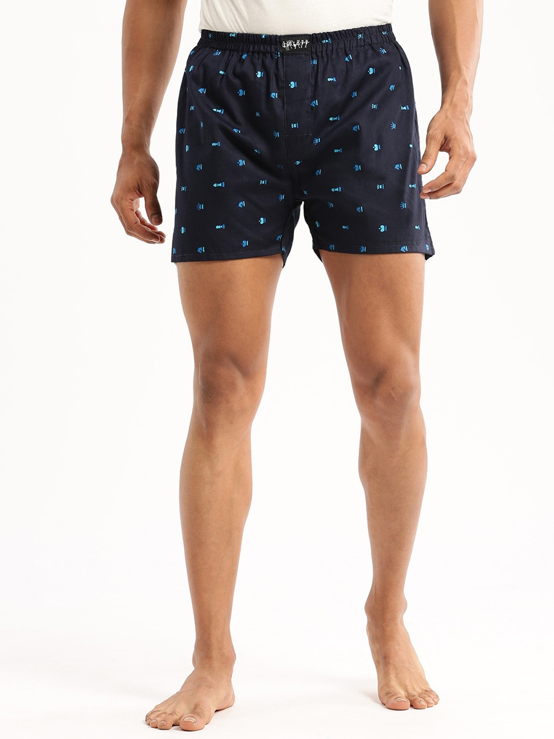 

SHOWOFF Slim Fit Conversational Printed Cotton Boxer AM-126-17_NavyBlue, Navy blue