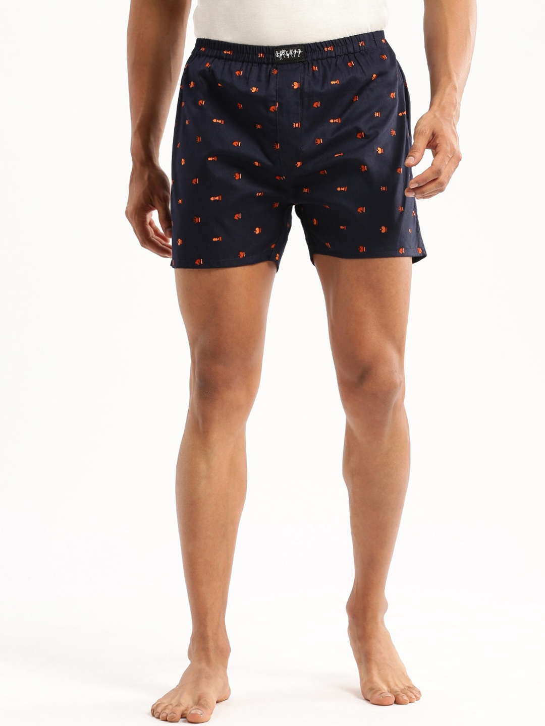 

SHOWOFF Slim Fit Conversational Printed Cotton Boxer AM-126-2_NavyBlue, Navy blue