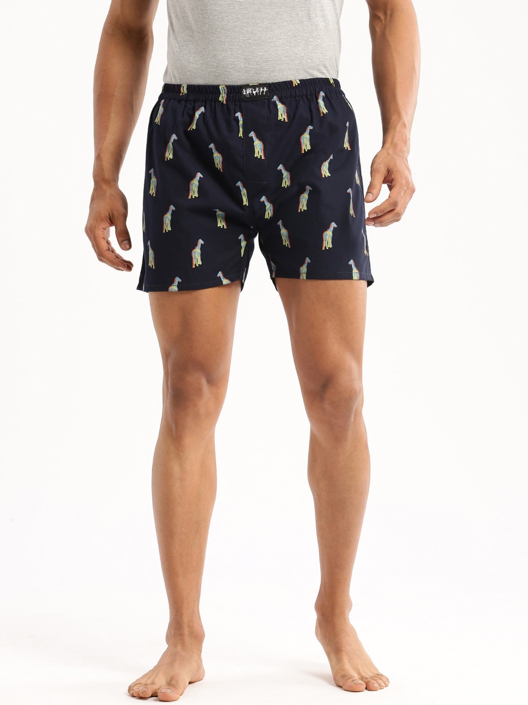 

SHOWOFF Slim Fit Conversational Printed Cotton Boxer AM-126-5_NavyBlue, Navy blue