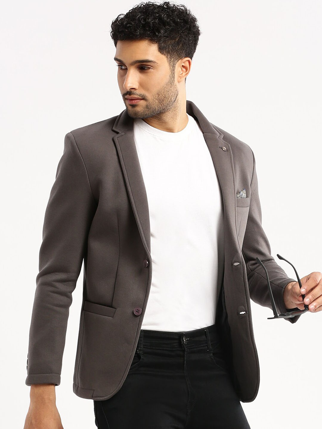 

SHOWOFF Single-Breasted Slim-Fit Blazer, Grey