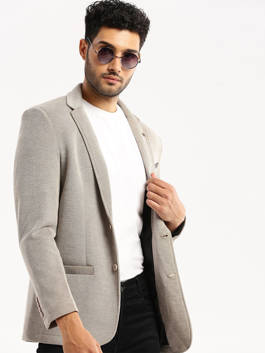 

SHOWOFF Single-Breasted Slim-Fit Blazer, Grey