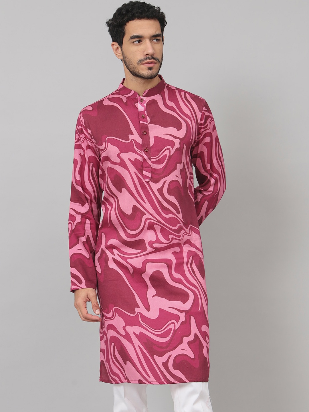 

HILO DESIGN Abstract Printed Straight Kurta, Purple
