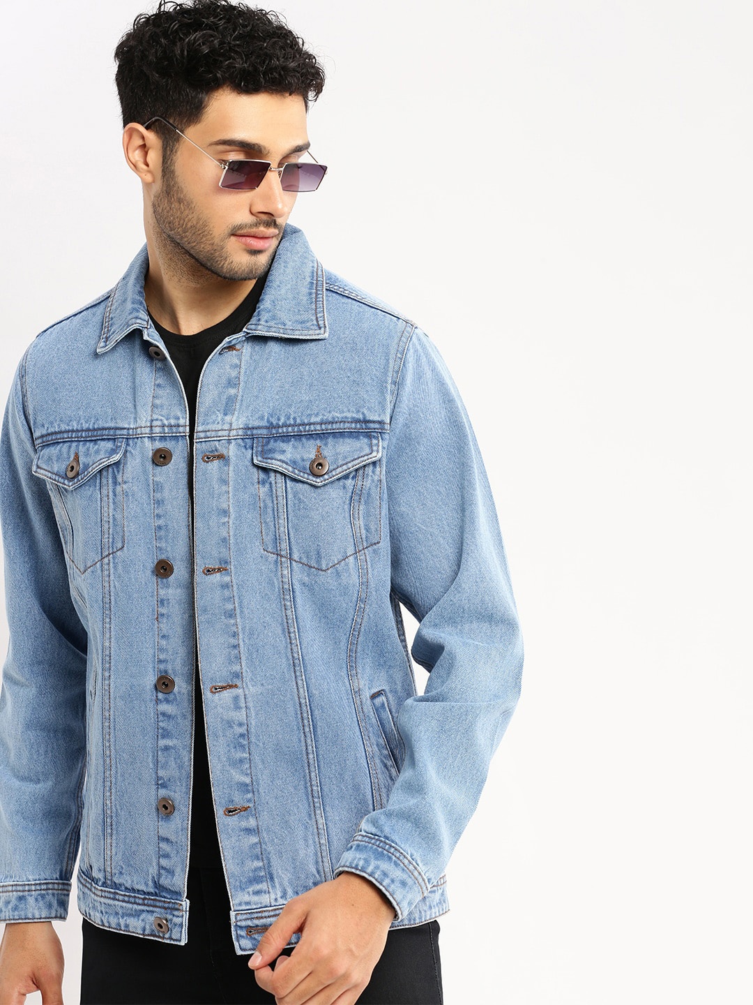 

SHOWOFF Spread Collar Windcheater Denim Jacket, Blue