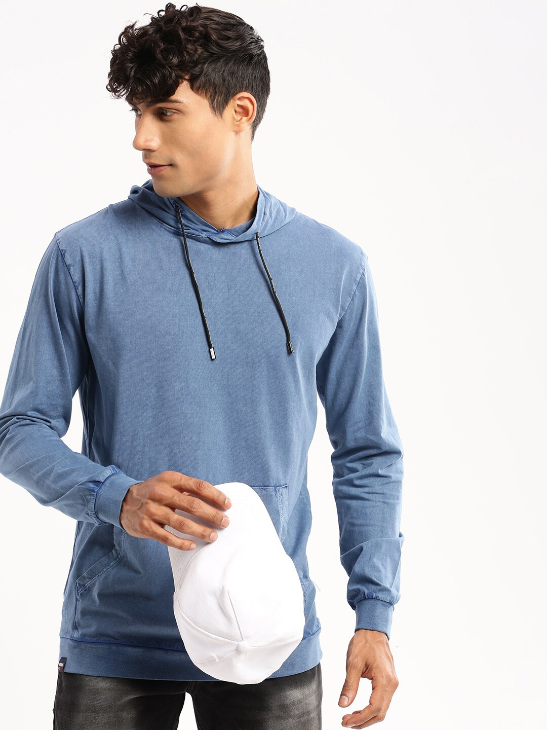 

SHOWOFF Hooded Slim Fit Cotton Pullover, Blue
