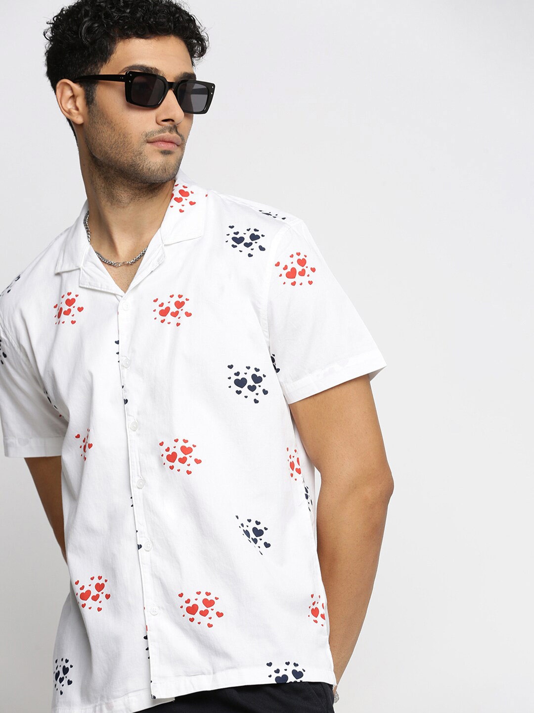 

SHOWOFF Printed Premium Cotton Casual Shirt, White