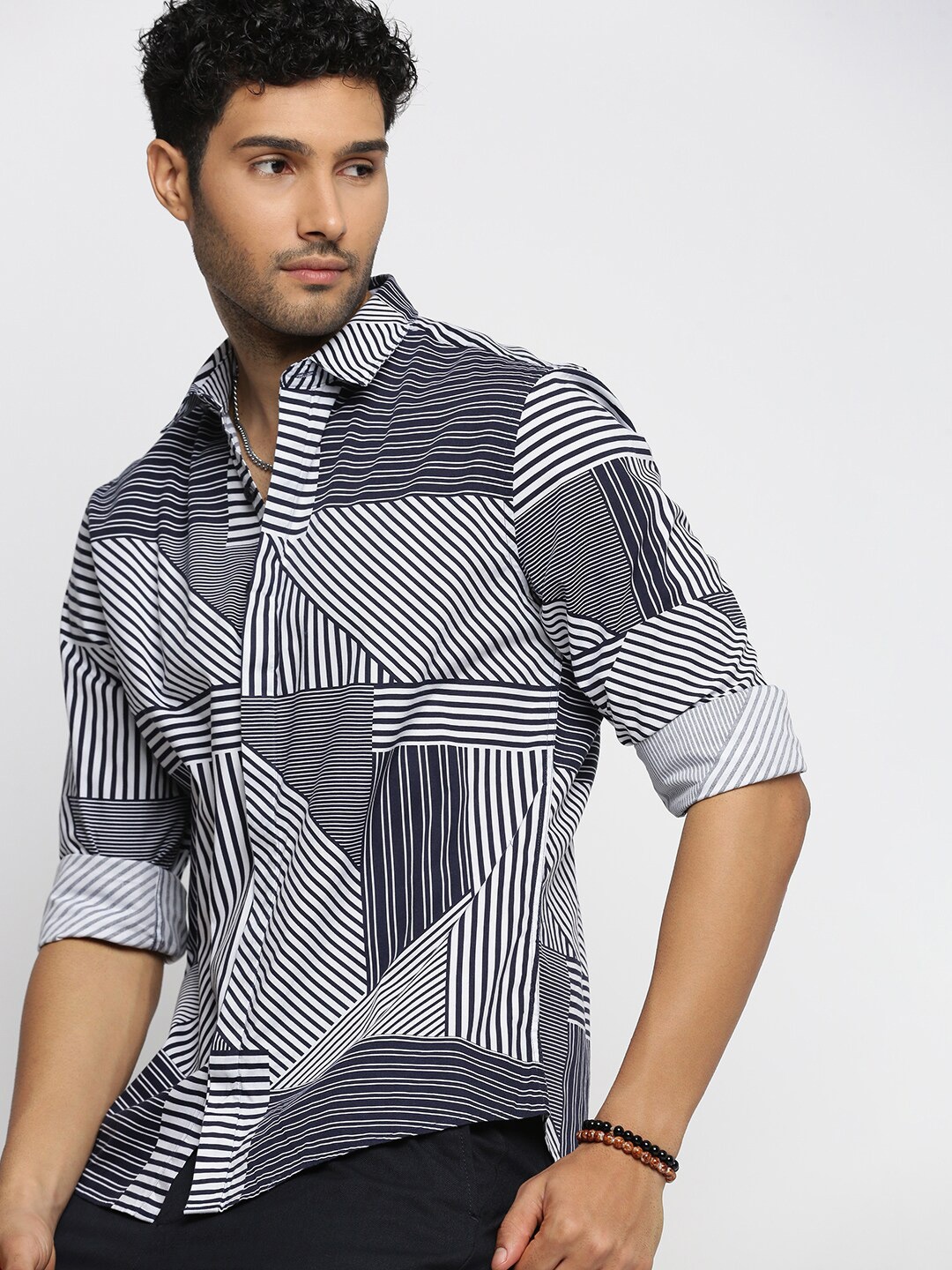 

SHOWOFF Striped Standard Slim Fit Cotton Casual Shirt, Blue