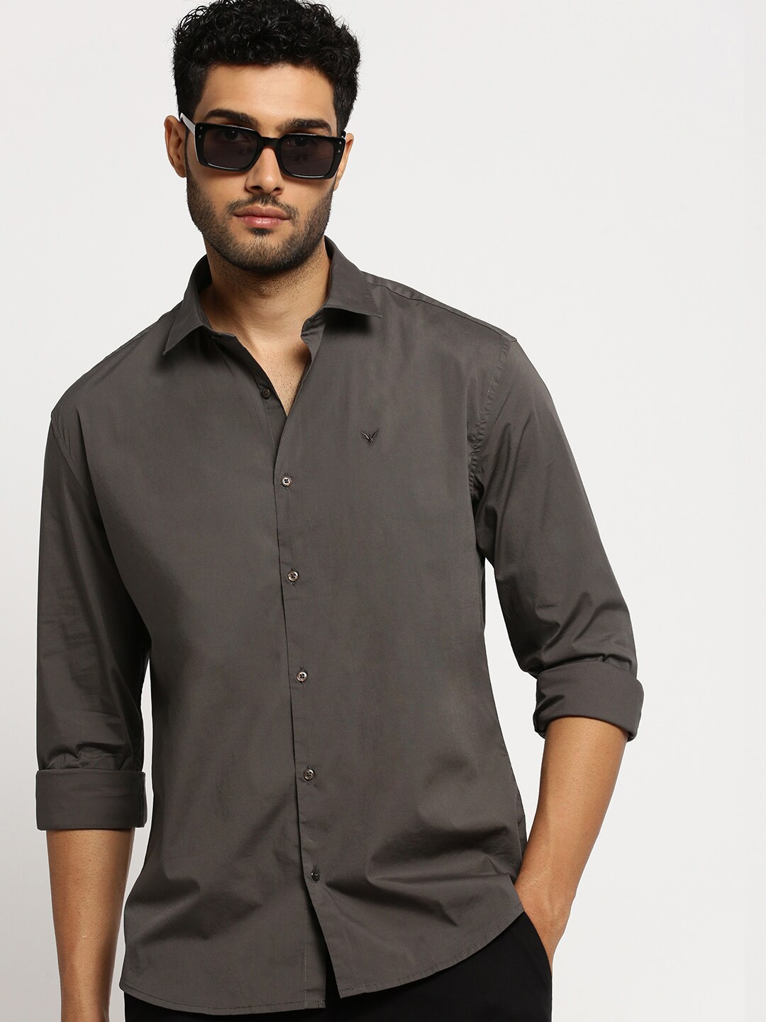 

SHOWOFF Premium Slim Fit Cotton Casual Shirt, Grey