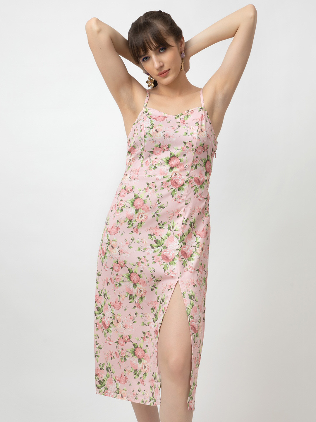 

Dee Monash Floral Printed Crepe Sleeveless Sheath Dress, Pink