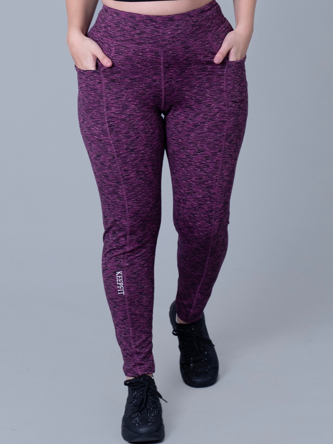 

Keepfit Women Printed Skinny-Fit Ankle-Length Tights, Maroon